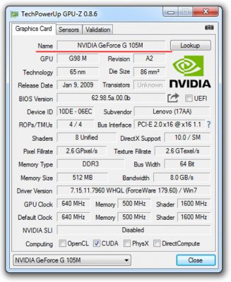 Как узнать на сколько видеокарта на ноутбуке