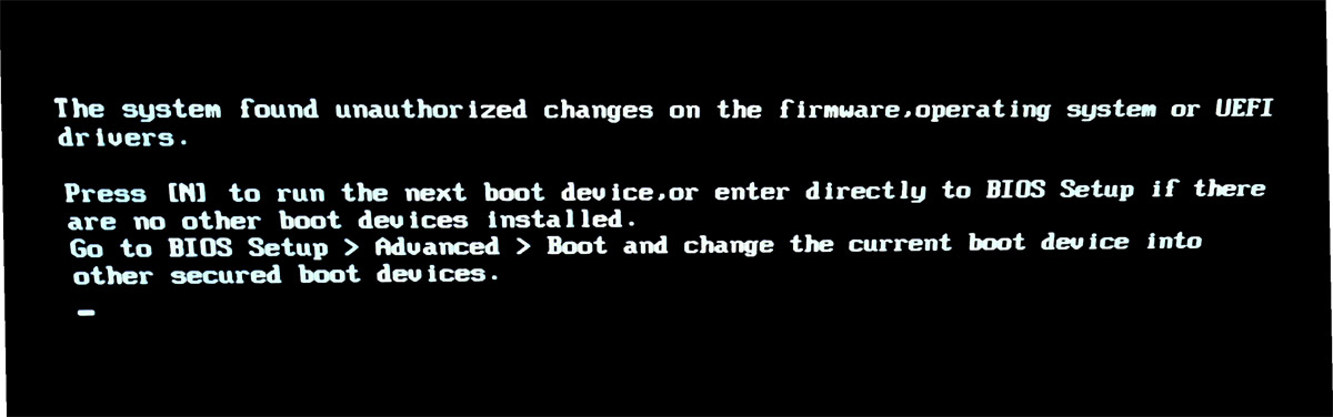 Unauthorized перевод. Press n to Run the next Boot device or enter directly to BIOS Setup.